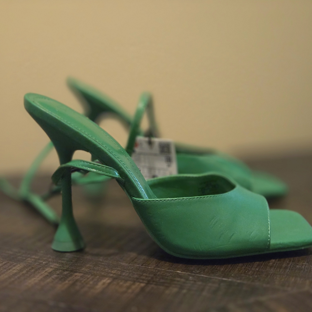 Zara Vibrant Green Heeled Sandals